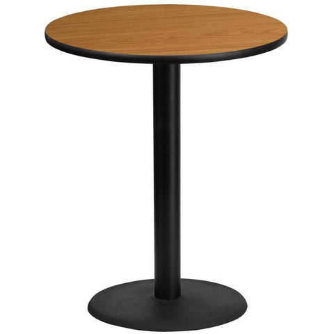 Flash Furniture 36'' Round Natural Laminate Table Top with 24'' Round Bar Height Table Base - XU-RD-36-NATTB-TR24B-GG