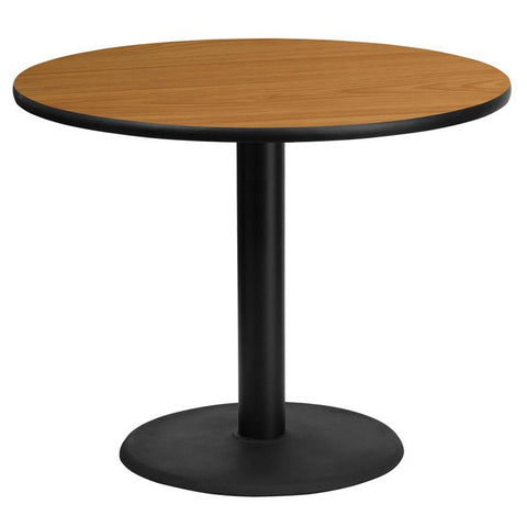 Flash Furniture 36'' Round Natural Laminate Table Top with 24'' Round Table Height Base - XU-RD-36-NATTB-TR24-GG