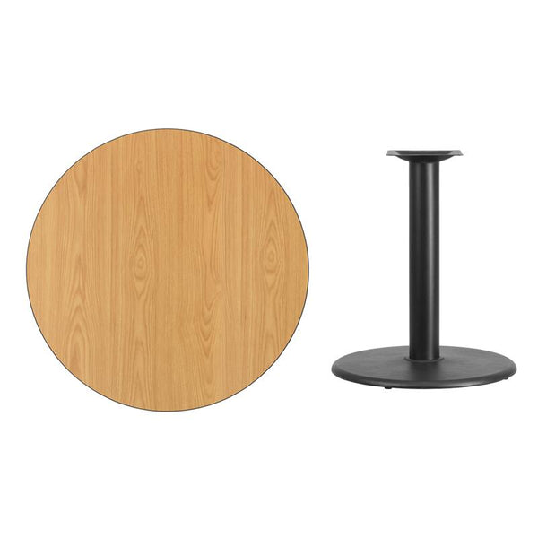 Flash Furniture 36'' Round Natural Laminate Table Top with 24'' Round Table Height Base - XU-RD-36-NATTB-TR24-GG