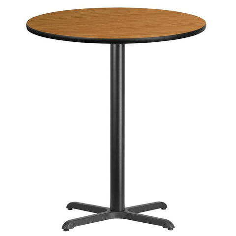 Flash Furniture 36'' Round Natural Laminate Table Top with 30'' x 30'' Bar Height Table Base - XU-RD-36-NATTB-T3030B-GG