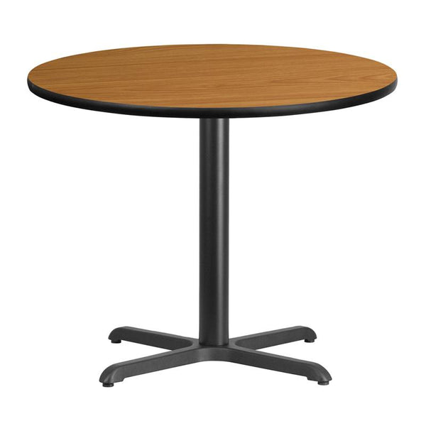 Flash Furniture 36'' Round Natural Laminate Table Top with 30'' x 30'' Table Height Base - XU-RD-36-NATTB-T3030-GG