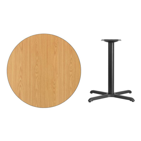 Flash Furniture 36'' Round Natural Laminate Table Top with 30'' x 30'' Table Height Base - XU-RD-36-NATTB-T3030-GG