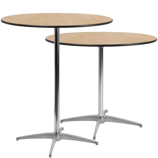 Flash Furniture 36'' Round Wood Cocktail Table with 30'' and 42'' Columns - XA-36-COTA-GG