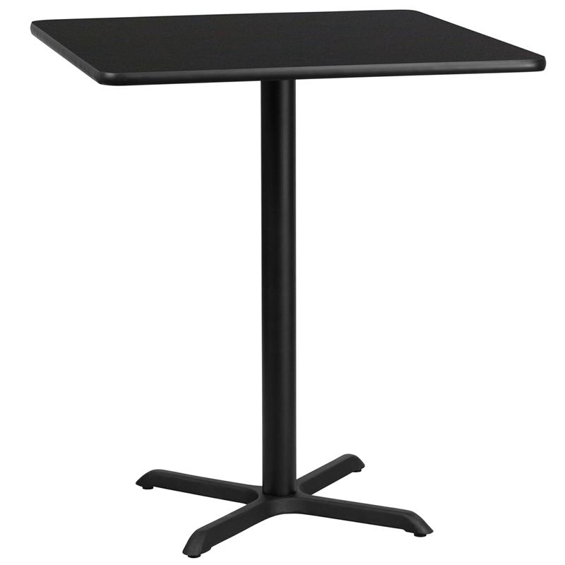 Flash Furniture 36'' Square Black Laminate Table Top with 30'' x 30'' Bar Height Table Base - XU-BLKTB-3636-T3030B-GG