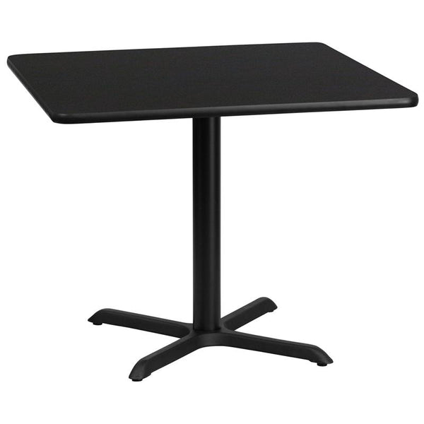 Flash Furniture 36'' Square Black Laminate Table Top with 30'' x 30'' Table Height Base - XU-BLKTB-3636-T3030-GG