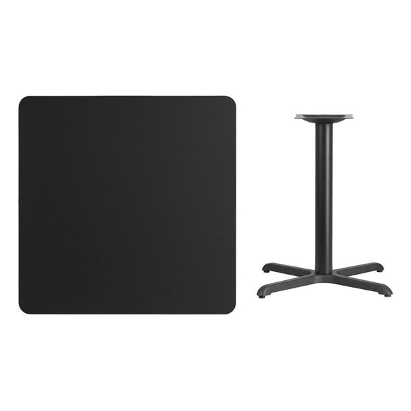 Flash Furniture 36'' Square Black Laminate Table Top with 30'' x 30'' Table Height Base - XU-BLKTB-3636-T3030-GG