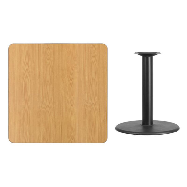 Flash Furniture 36'' Square Natural Laminate Table Top with 24'' Round Table Height Base - XU-NATTB-3636-TR24-GG