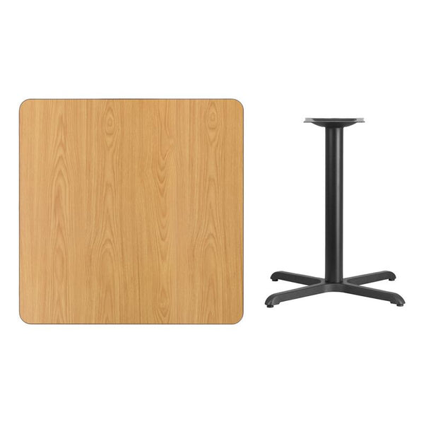 Flash Furniture 36'' Square Natural Laminate Table Top with 30'' x 30'' Table Height Base - XU-NATTB-3636-T3030-GG