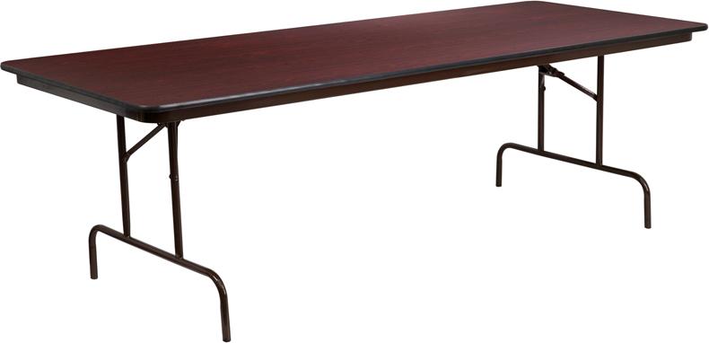 Flash Furniture 36'' x 96'' Rectangular Mahogany Melamine Laminate Folding Banquet Table - YT-3696-MEL-WAL-GG