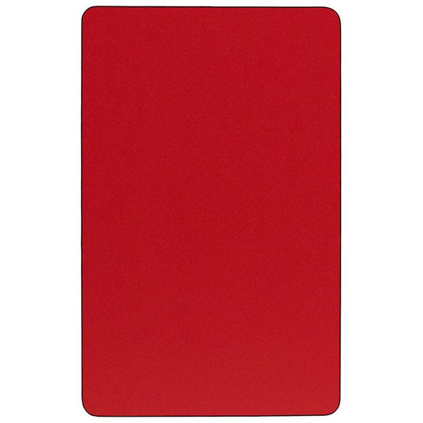 Flash Furniture 36''W x 72''L Rectangular Red HP Laminate Activity Table - Height Adjustable Short Legs - XU-A3672-REC-RED-H-P-GG