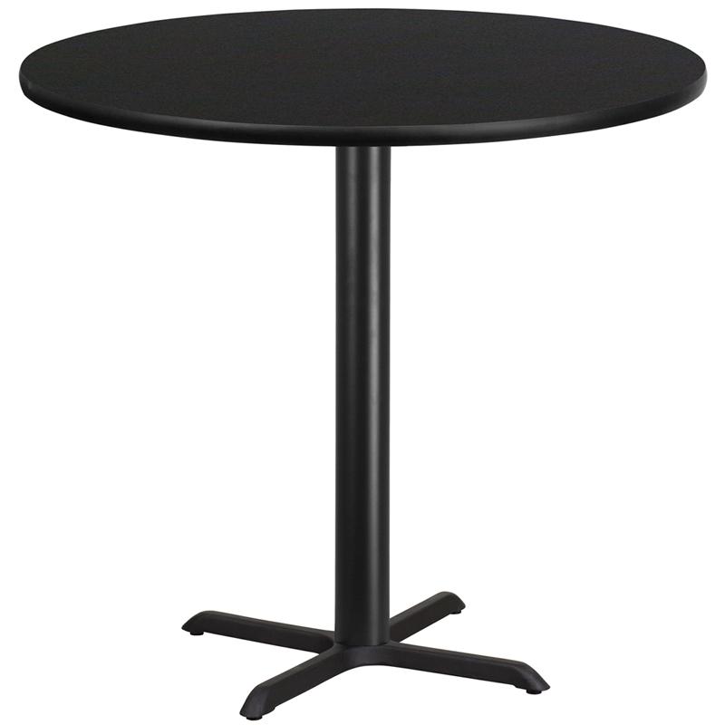 Flash Furniture 42'' Round Black Laminate Table Top with 33'' x 33'' Bar Height Table Base - XU-RD-42-BLKTB-T3333B-GG