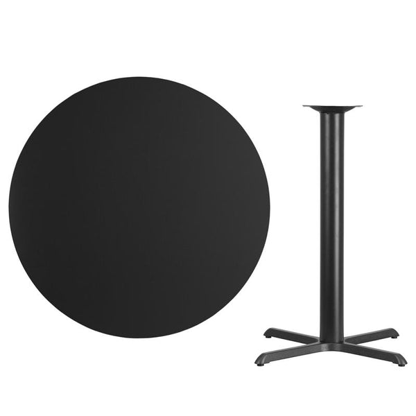Flash Furniture 42'' Round Black Laminate Table Top with 33'' x 33'' Bar Height Table Base - XU-RD-42-BLKTB-T3333B-GG