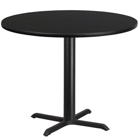 Flash Furniture 42'' Round Black Laminate Table Top with 33'' x 33'' Table Height Base - XU-RD-42-BLKTB-T3333-GG