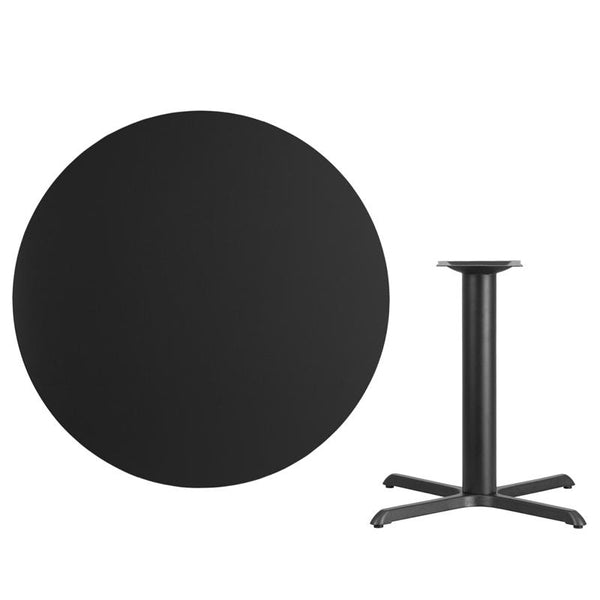 Flash Furniture 42'' Round Black Laminate Table Top with 33'' x 33'' Table Height Base - XU-RD-42-BLKTB-T3333-GG