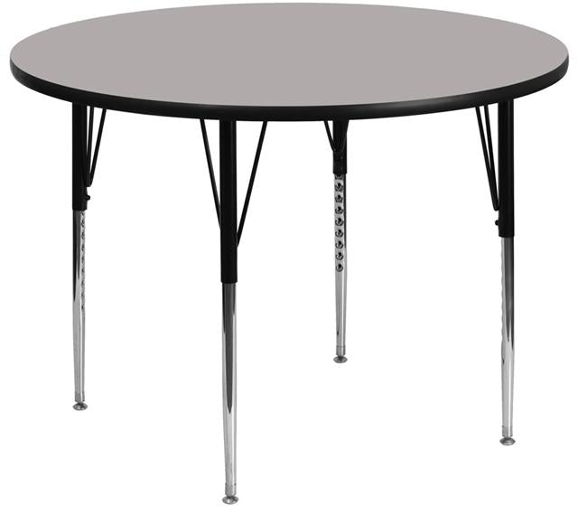 Flash Furniture 42'' Round Grey HP Laminate Activity Table - Standard Height Adjustable Legs - XU-A42-RND-GY-H-A-GG