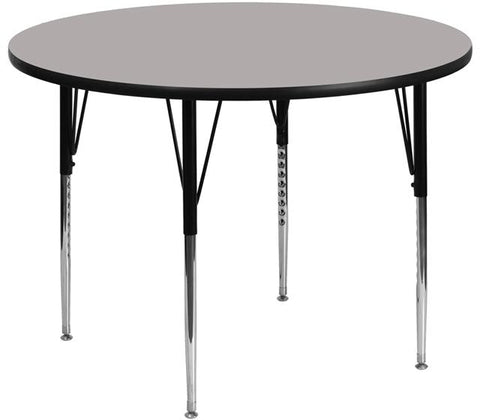 Flash Furniture 42'' Round Grey HP Laminate Activity Table - Standard Height Adjustable Legs - XU-A42-RND-GY-H-A-GG