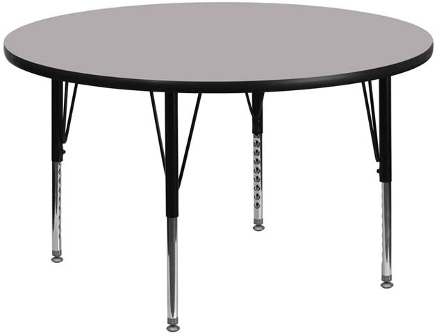 Flash Furniture 42'' Round Grey Thermal Laminate Activity Table - Height Adjustable Short Legs - XU-A42-RND-GY-T-P-GG