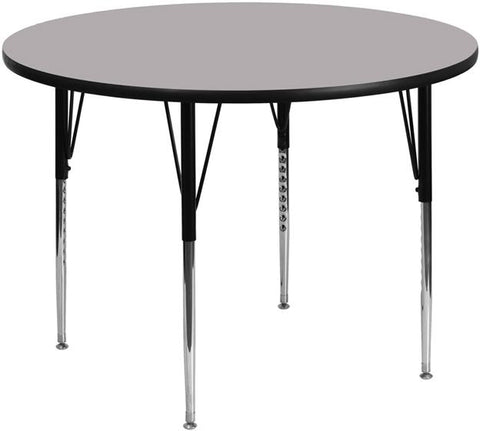 Flash Furniture 42'' Round Grey Thermal Laminate Activity Table - Standard Height Adjustable Legs - XU-A42-RND-GY-T-A-GG