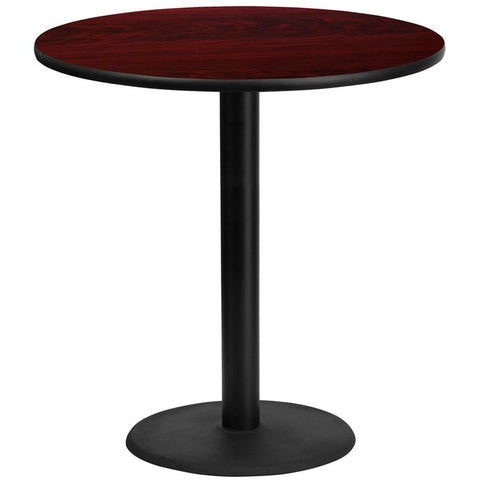 Flash Furniture 42'' Round Mahogany Laminate Table Top with 24'' Round Bar Height Table Base - XU-RD-42-MAHTB-TR24B-GG