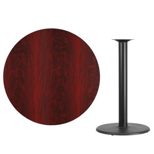 Flash Furniture 42'' Round Mahogany Laminate Table Top with 24'' Round Bar Height Table Base - XU-RD-42-MAHTB-TR24B-GG