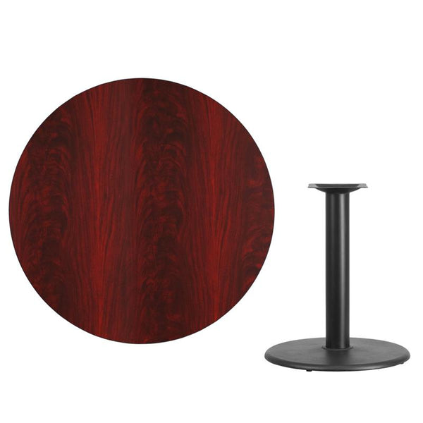 Flash Furniture 42'' Round Mahogany Laminate Table Top with 24'' Round Table Height Base - XU-RD-42-MAHTB-TR24-GG