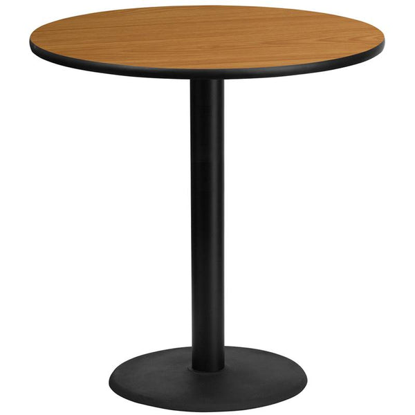 Flash Furniture 42'' Round Natural Laminate Table Top with 24'' Round Bar Height Table Base - XU-RD-42-NATTB-TR24B-GG