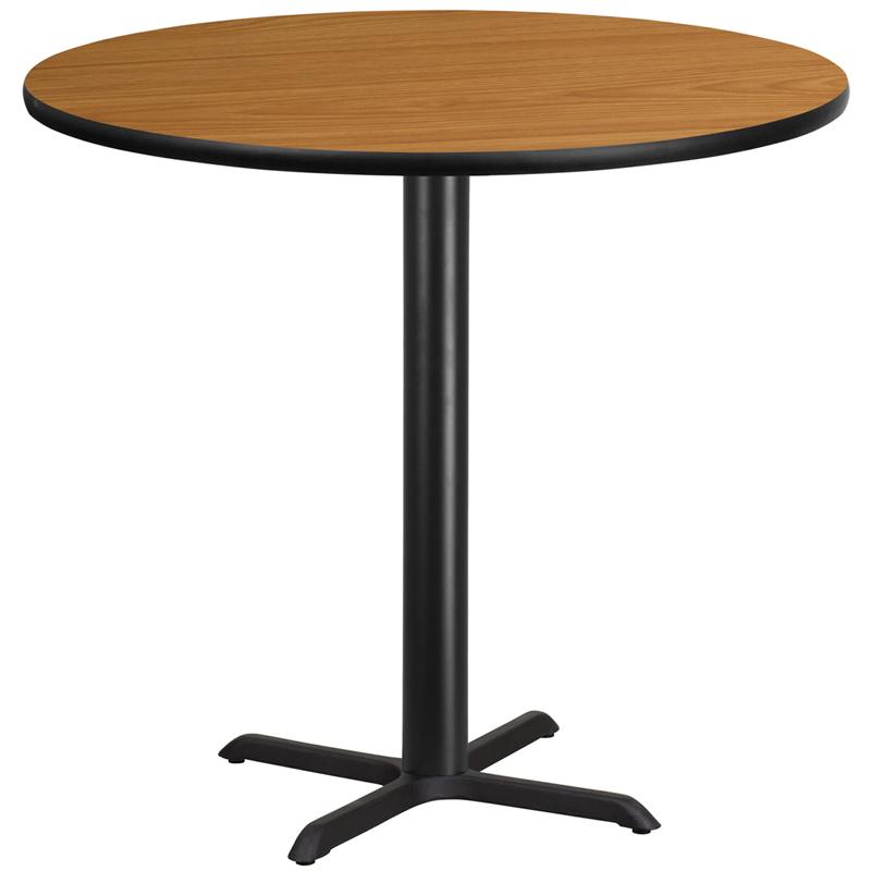 Flash Furniture 42'' Round Natural Laminate Table Top with 33'' x 33'' Bar Height Table Base - XU-RD-42-NATTB-T3333B-GG