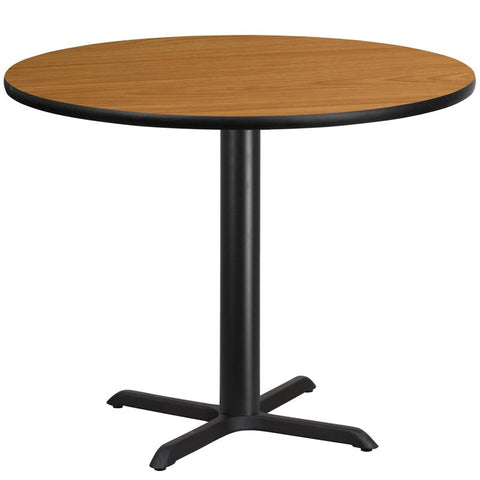 Flash Furniture 42'' Round Natural Laminate Table Top with 33'' x 33'' Table Height Base - XU-RD-42-NATTB-T3333-GG