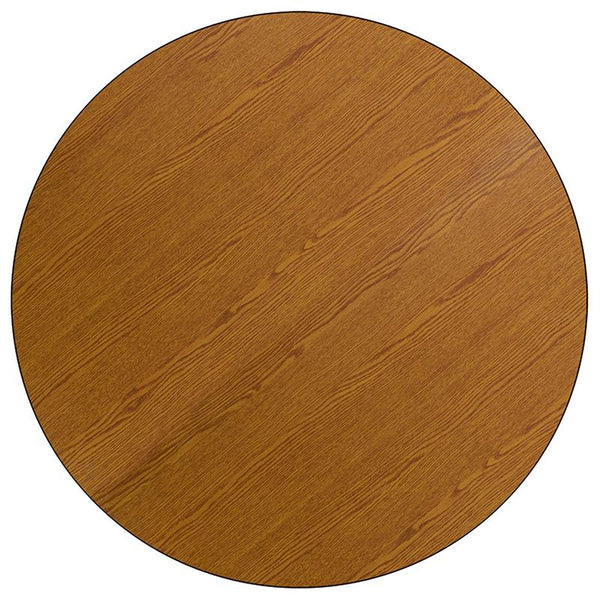 Flash Furniture 42'' Round Oak Thermal Laminate Activity Table - Height Adjustable Short Legs - XU-A42-RND-OAK-T-P-GG