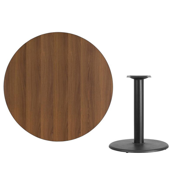Flash Furniture 42'' Round Walnut Laminate Table Top with 24'' Round Table Height Base - XU-RD-42-WALTB-TR24-GG
