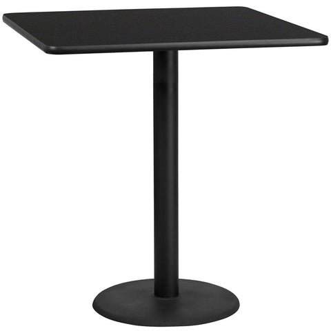 Flash Furniture 42'' Square Black Laminate Table Top with 24'' Round Bar Height Table Base - XU-BLKTB-4242-TR24B-GG