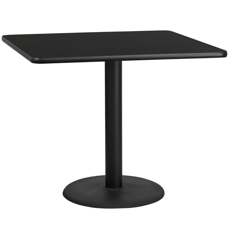 Flash Furniture 42'' Square Black Laminate Table Top with 24'' Round Table Height Base - XU-BLKTB-4242-TR24-GG