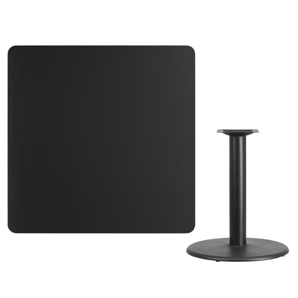 Flash Furniture 42'' Square Black Laminate Table Top with 24'' Round Table Height Base - XU-BLKTB-4242-TR24-GG