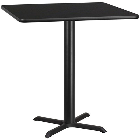 Flash Furniture 42'' Square Black Laminate Table Top with 33'' x 33'' Bar Height Table Base - XU-BLKTB-4242-T3333B-GG