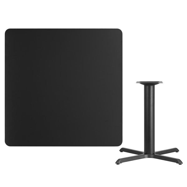 Flash Furniture 42'' Square Black Laminate Table Top with 33'' x 33'' Table Height Base - XU-BLKTB-4242-T3333-GG