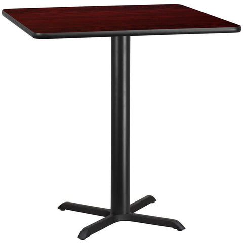 Flash Furniture 42'' Square Mahogany Laminate Table Top with 33'' x 33'' Bar Height Table Base - XU-MAHTB-4242-T3333B-GG