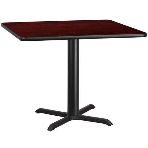 Flash Furniture 42'' Square Mahogany Laminate Table Top with 33'' x 33'' Table Height Base - XU-MAHTB-4242-T3333-GG