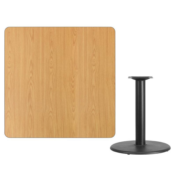 Flash Furniture 42'' Square Natural Laminate Table Top with 24'' Round Table Height Base - XU-NATTB-4242-TR24-GG