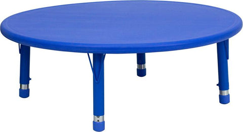 Flash Furniture 45'' Round Blue Plastic Height Adjustable Activity Table - YU-YCX-005-2-ROUND-TBL-BLUE-GG