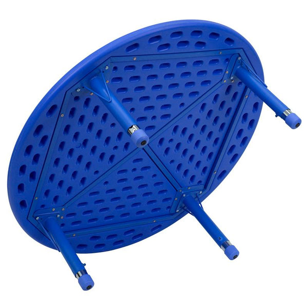 Flash Furniture 45'' Round Blue Plastic Height Adjustable Activity Table - YU-YCX-005-2-ROUND-TBL-BLUE-GG