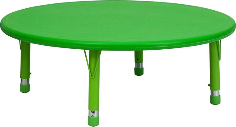 Flash Furniture 45'' Round Green Plastic Height Adjustable Activity Table - YU-YCX-005-2-ROUND-TBL-GREEN-GG