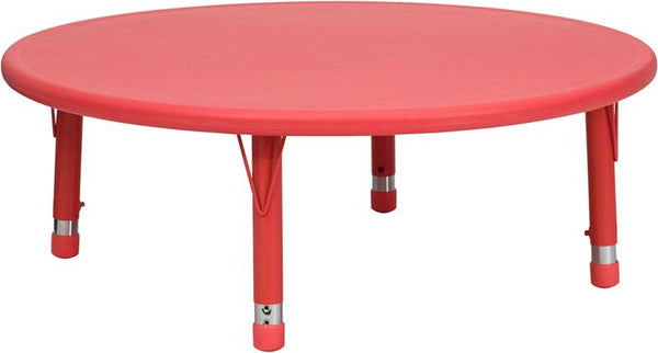 Flash Furniture 45'' Round Red Plastic Height Adjustable Activity Table - YU-YCX-005-2-ROUND-TBL-RED-GG