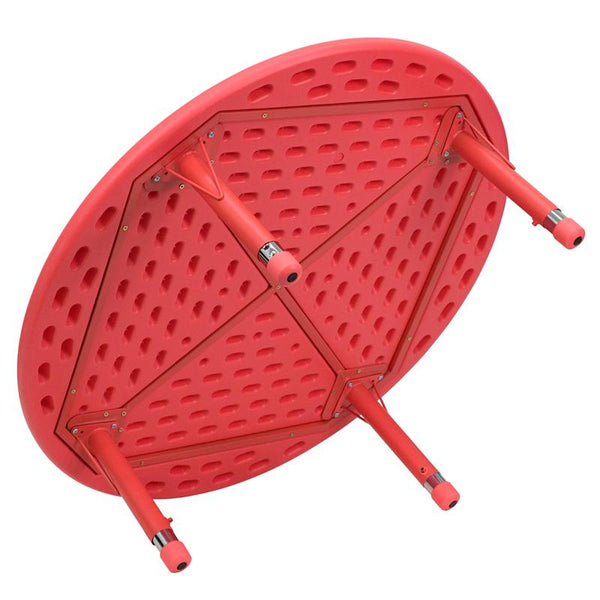 Flash Furniture 45'' Round Red Plastic Height Adjustable Activity Table - YU-YCX-005-2-ROUND-TBL-RED-GG