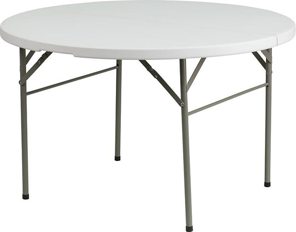 Flash Furniture 48'' Round Bi-Fold Granite White Plastic Folding Table - DAD-122RZ-GG