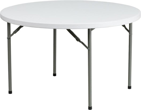 Flash Furniture 48'' Round Granite White Plastic Folding Table - DAD-YCZ-122R-GG