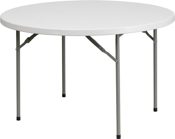 Flash Furniture 48'' Round Granite White Plastic Folding Table - RB-48R-GG