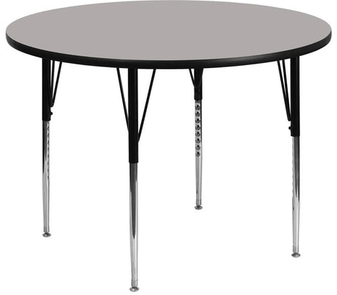 Flash Furniture 48'' Round Grey HP Laminate Activity Table - Standard Height Adjustable Legs - XU-A48-RND-GY-H-A-GG