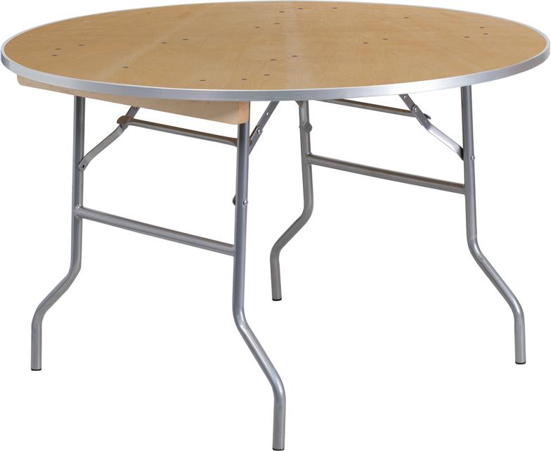 Flash Furniture 48'' Round HEAVY DUTY Birchwood Folding Banquet Table with METAL Edges - XA-48-BIRCH-M-GG