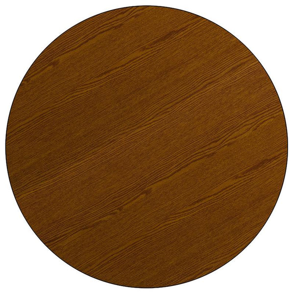 Flash Furniture 48'' Round Oak HP Laminate Activity Table - Height Adjustable Short Legs - XU-A48-RND-OAK-H-P-GG