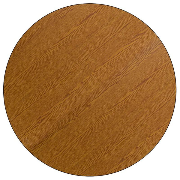 Flash Furniture 48'' Round Oak Thermal Laminate Activity Table - Standard Height Adjustable Legs - XU-A48-RND-OAK-T-A-GG